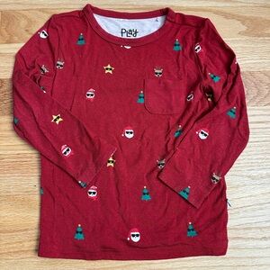 Little Sleepies Cool Christmas Holiday Red Bamboo LS Pocket Tee Sz 18-24 months